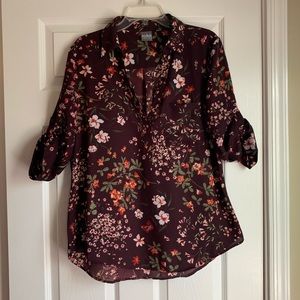 New York & Company Floral Blouse Size L